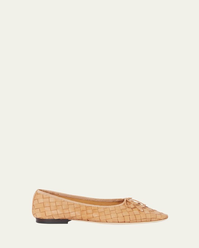 Landry Square Woven Leather Ballerina Flats